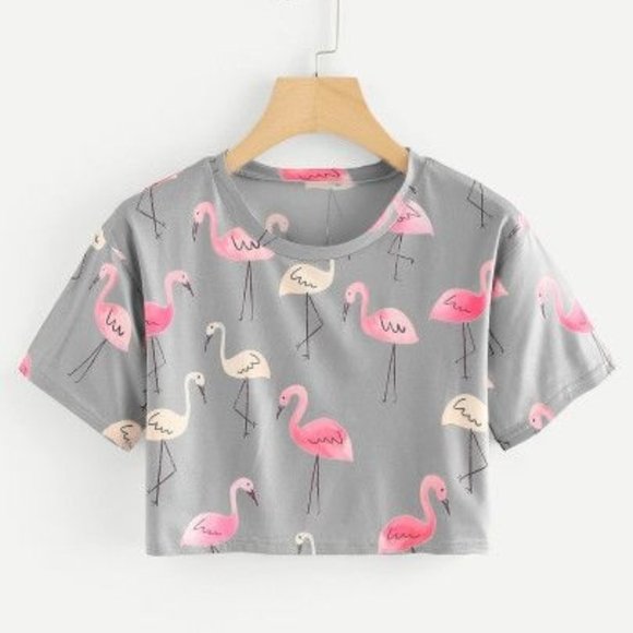 Crop Top Bundle | Yellow Cacti + Flamingos - Picture 2 of 10